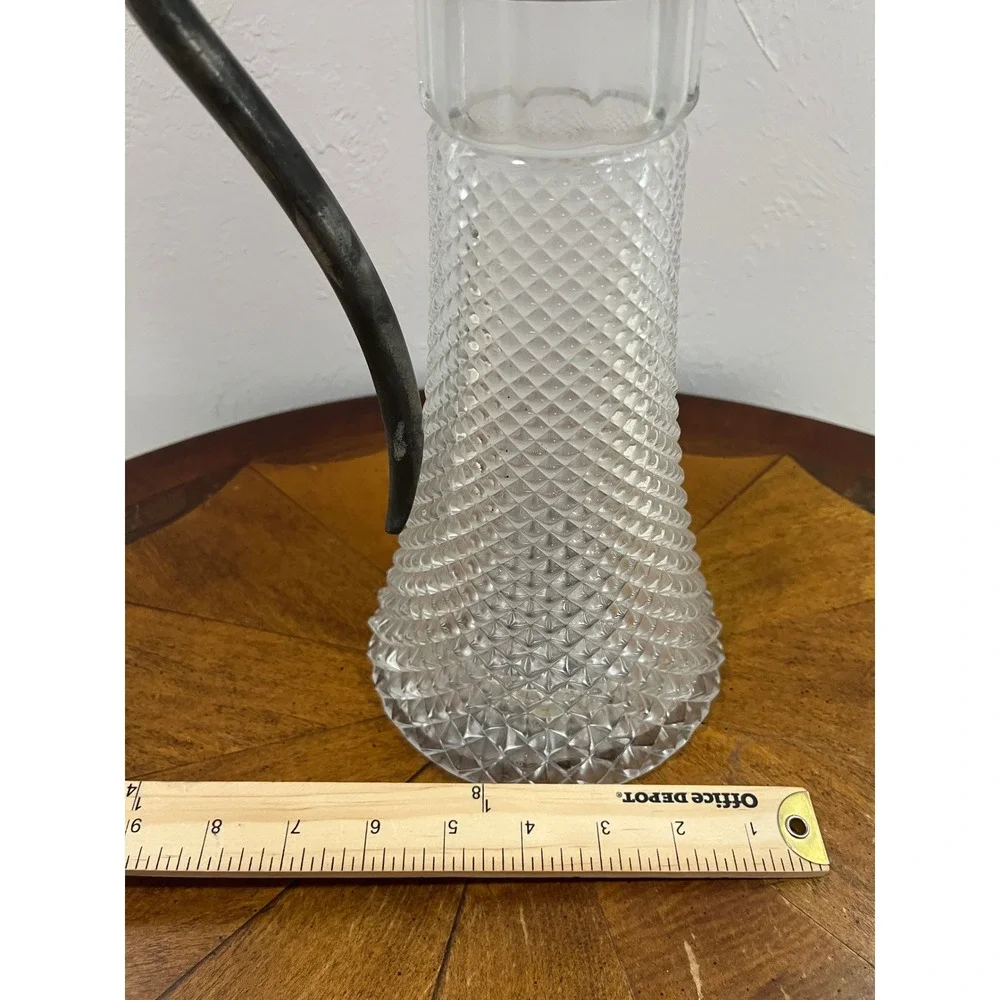 Unbranded Claret‎ Jug Decanter Unisex Large Clear Good Diamond Cut Crystal Metal
